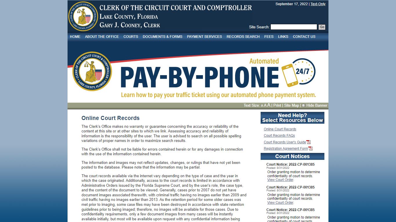 Online Court Records - Lake County Clerk