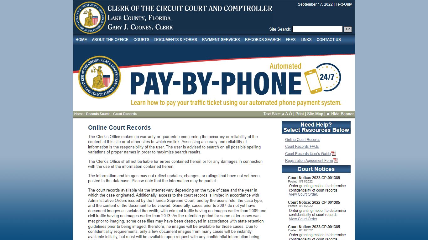 Court Records Agreement - Lake County Clerk of Circuit & County Courts